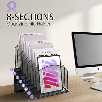 Sinboun Inclined Desk File Organizer Folder Holder with 8-Section