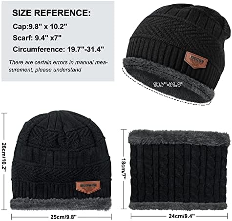 Loritta Winter Hats for Men, 3 PCS Fleece Beanie Scarf Gloves Set