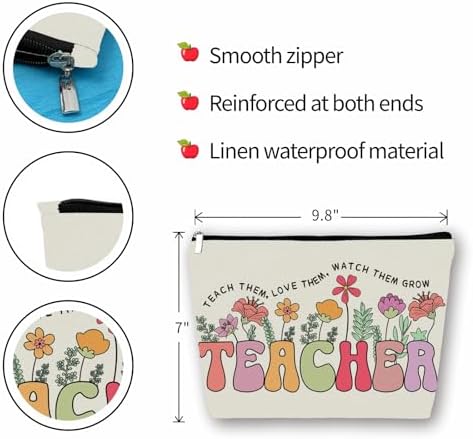 Teacher Appreciation Gifts Makeup Bag for Women & Girls, Teach Them