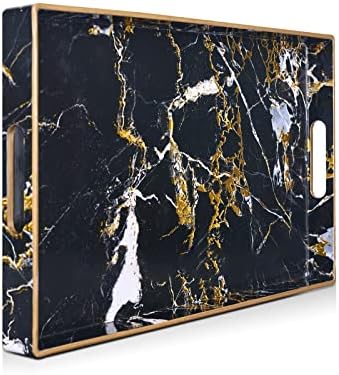 Gifturbo Black Serving Tray,Marble Decorative Serving Trays with
