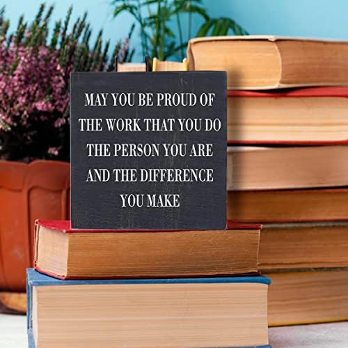 Inspirational Desk Decor Wooden Box Sign Thank You Employee Gift