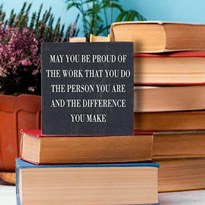 Inspirational Desk Decor Wooden Box Sign Thank You Employee Gift