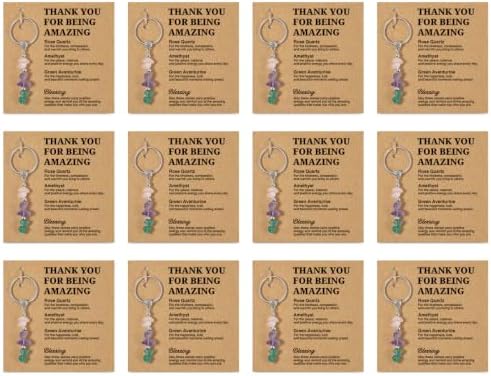 12 Pcs Thank You Appreciation Gifts Bulk for Staff, Keychain Bulk