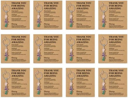 12 Pcs Thank You Appreciation Gifts Bulk for Staff, Keychain Bulk