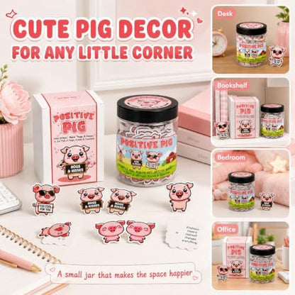 Positive Pig Jar with 60 Affirmation Cards, Cute Pig Gifts for Women