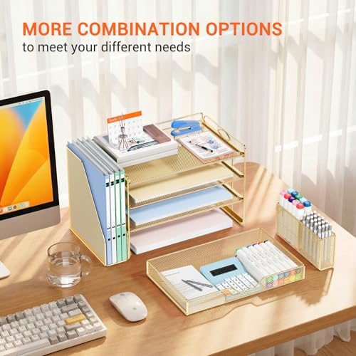 OPNICE Desk Organizers and Accessories, 4-Tier Desktop File Organizer