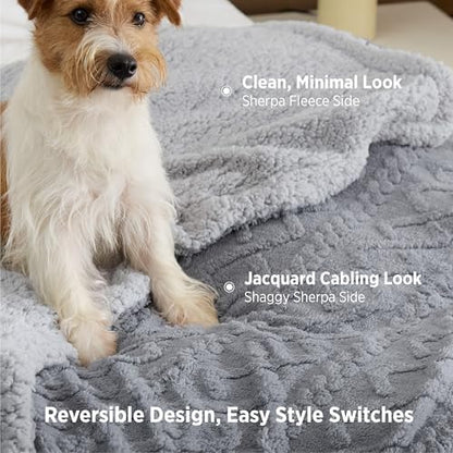 Bedsure Sherpa Fleece Blanket, Cable Jacquard Tufted, Warm, Throw