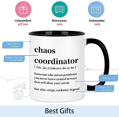 Cabtnca Chaos Coordinator Mug, Gifts, Office Gifts for Coworkers, Boss