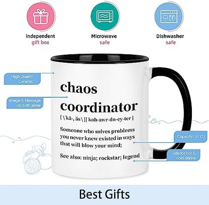 Cabtnca Chaos Coordinator Mug, Gifts, Office Gifts for Coworkers, Boss