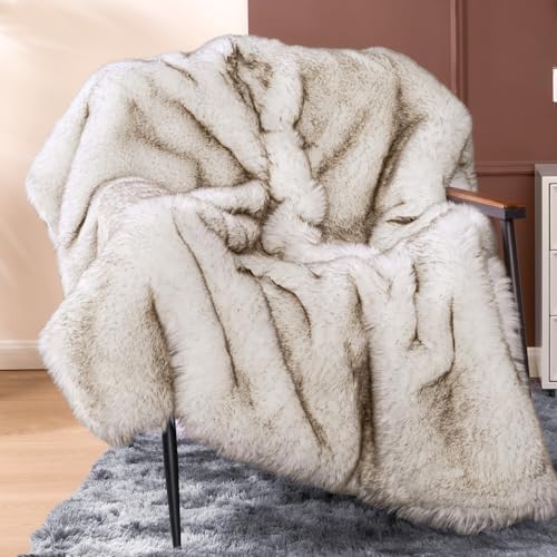 Touchat 1000GSM Faux Fur Throw Blanket, Super Thick Warm Cozy Heavy