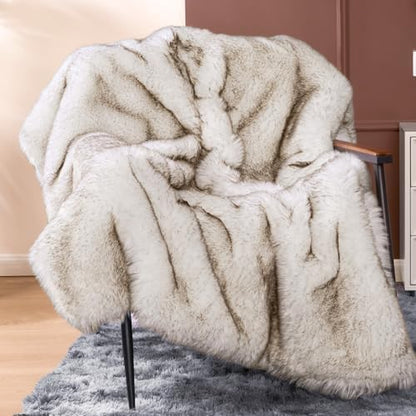Touchat 1000GSM Faux Fur Throw Blanket, Super Thick Warm Cozy Heavy
