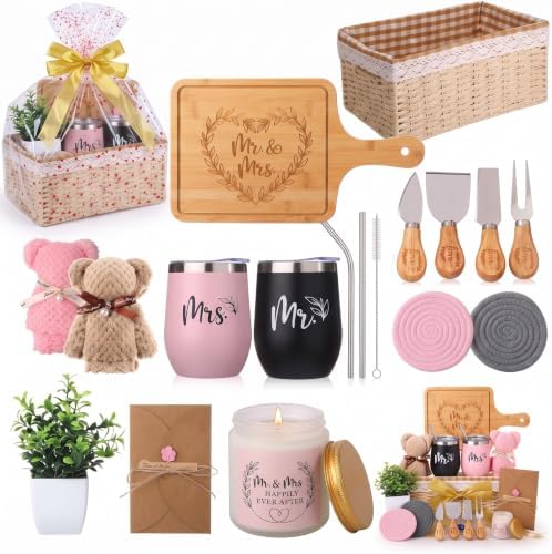 Wedding Gift Basket - 21 Pieces Gifts for Couple Mr and Mrs