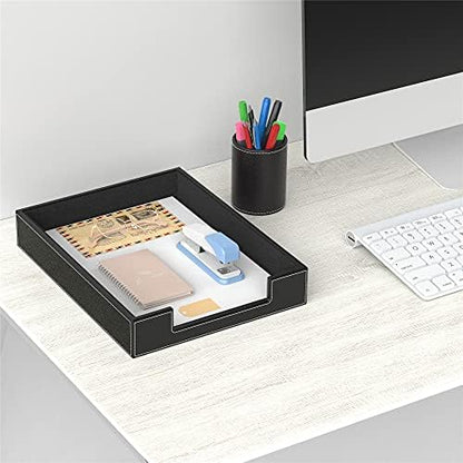 Leather Letter Tray, THIPOTEN Elegant Desk Organizer for Office