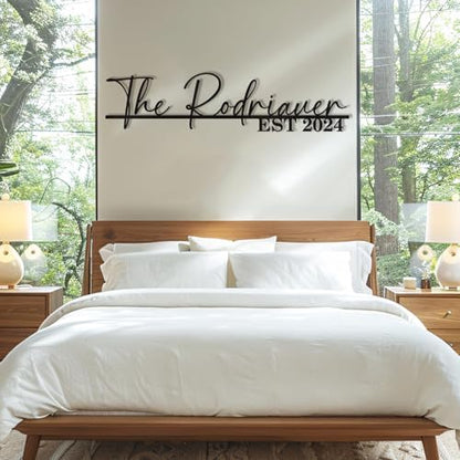 Personalized Metal Family Name Sign, Split Letter Monogram Wall Decor
