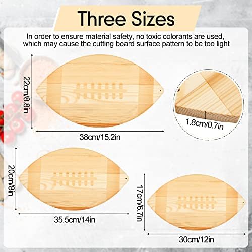 3 Pcs Football Cutting Board Football Serving Tray Hanging, Light