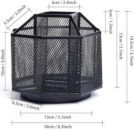 Exerz Desk Organizer 360 Rotating Pen Holder 5 Compartments Caddy