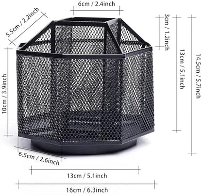 Exerz Desk Organizer 360 Rotating Pen Holder 5 Compartments Caddy