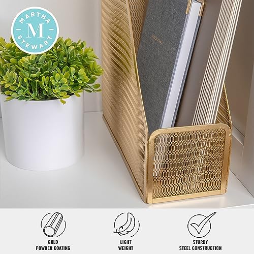Martha Stewart Ryder Mesh Metal Magazine File Holder, Gold