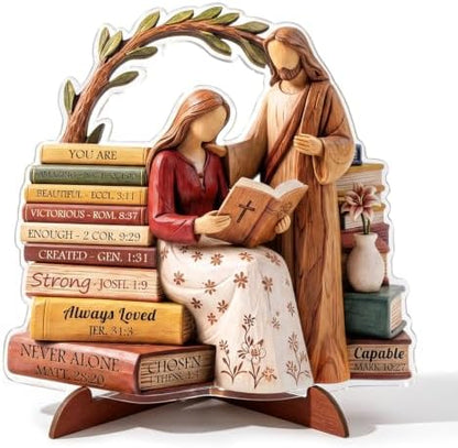 Religious Gifts for Women, God Says I Am Bible Verse Desk Decor for