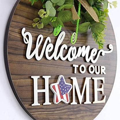Interchange Welcome Sign Front Door Wreaths for Spring Fall Summer