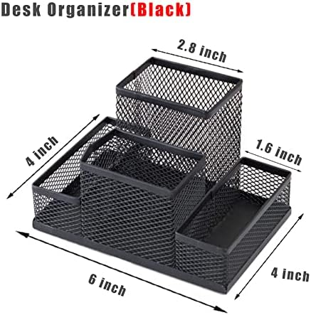 Desk Organizer Desktop Mesh Pen Pencil Holder Caddy with 4