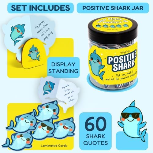 STOFINITY Positive Shark Jar, 60 Affirmation Cards, Gifts for Women