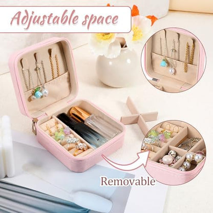 SHENLIU 12 Pcs Mini Pink Travel Jewelry Case Bridesmaid Proposal Gift
