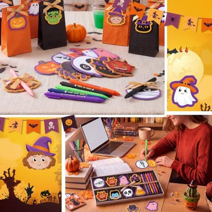 Pasimy 24 Sets Halloween Sticky Notes Pen Bulk Classroom Gifts Party