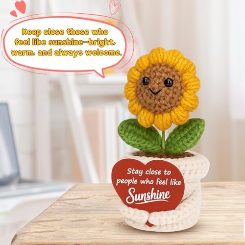 Handmade Crochet Sunflower Plant Thinking of You Gifts for Women