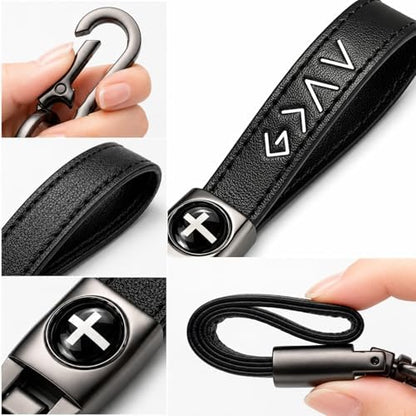 Christian Cross Leather Keychain for Men – Christian Gift for Dad