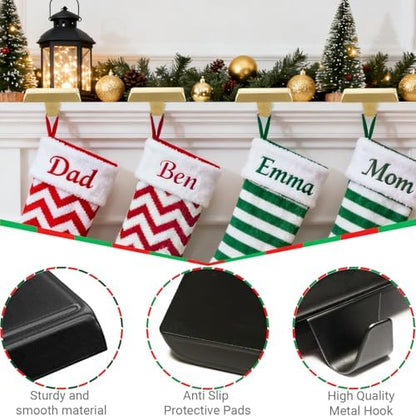 Komotu 4 Pcs Metal Christmas Stocking Holders for Mantle - Weighted