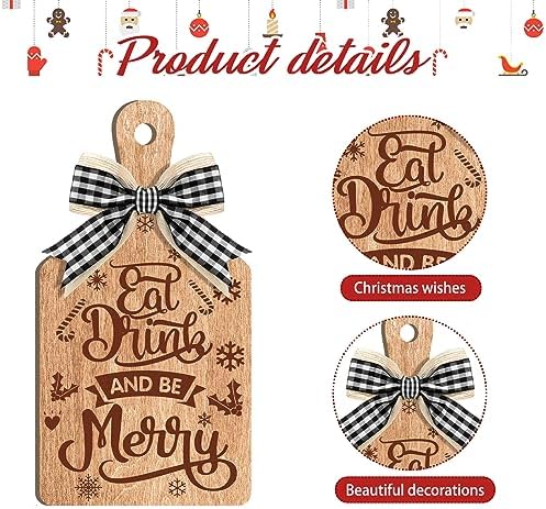 Umigy 3 Pcs Merry Christmas Decorative Wood Cutting Board Let It Snow