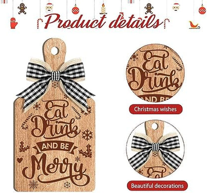 Umigy 3 Pcs Merry Christmas Decorative Wood Cutting Board Let It Snow
