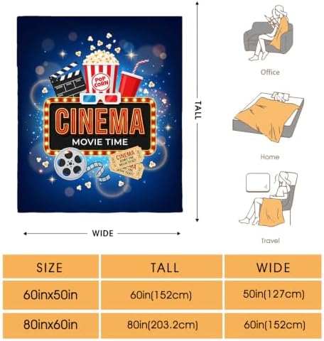 Movie Theater Popcorn Blanket Cinema Gifts for Men Women Boys Adults