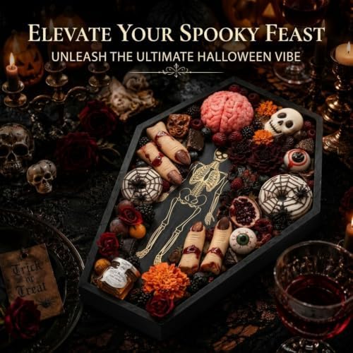 15.7" Halloween Serving Dish Tray - Skeleton Coffin Charcuterie Board
