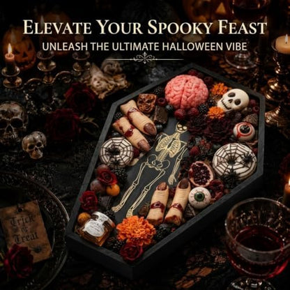 15.7" Halloween Serving Dish Tray - Skeleton Coffin Charcuterie Board