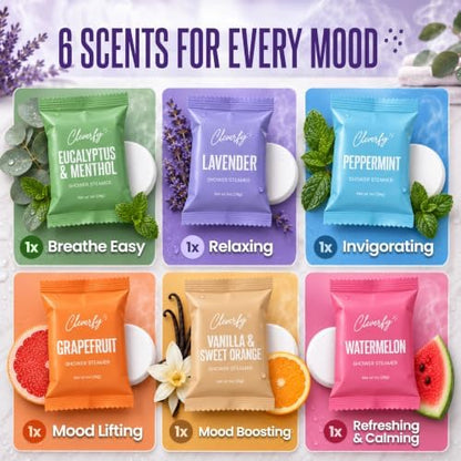 Cleverfy Shower Steamers, Stocking Stuffers for Women and Men, 6 Pack