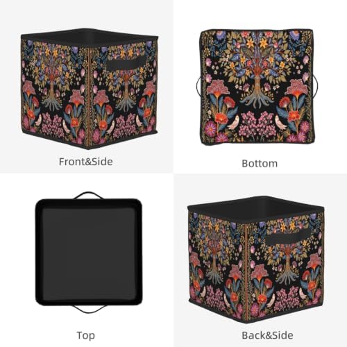 Fabric Storage Bins Closet Storage Bins - Tree of Life Vibrant Folk