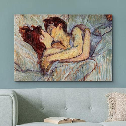 wall26 - in Bed The Kiss by Henri de Toulouse-Lautrec - Canvas Print
