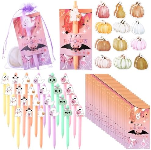 Epakh 24 Sets Halloween Party Favor Ballpoint Pen Sticky Note with