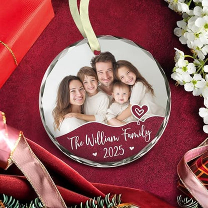 BSQUIELE Personalized Family Glass Ornament 2025 - Personalized