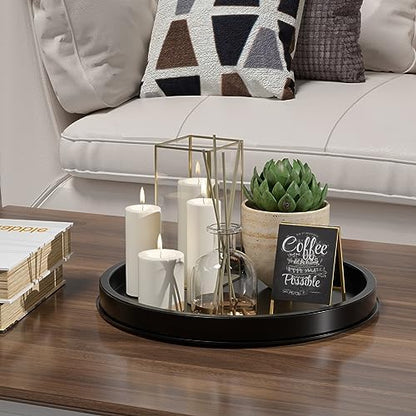HGF Decorative Tray for Coffee Table, 12 Inch Lightweight Metal Round