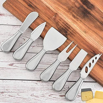 Stainless Steel Cheese Tool Set - 6 Piece Cheese Knife Set - Cut