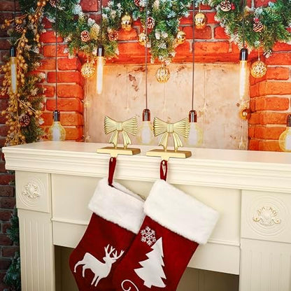 1 Pcs Classic Elegant Gold Metal Christmas Stocking Holders, Fireplace
