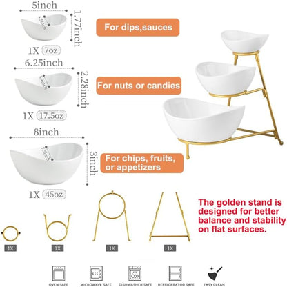 Miamolo 3 Tier Serving Bowls with Stand for Entertaining Party