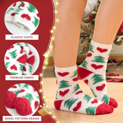 Toes Home Fuzzy Socks for Women, 6 Pairs Cozy Winter Fluffy Slipper