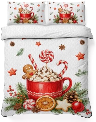 Christmas Quilt Set Twin Size 3 Pieces Quilted Bedspread Soft