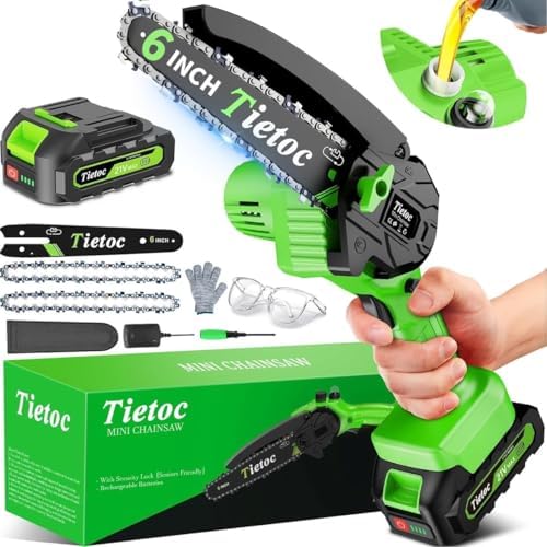 Tietoc Chainsaw 6 Inch Mini Electric Chainsaw Cordless Battery