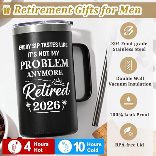 Qtencas Retirement Gifts for Men, 20oz Stainless Steel Insulated