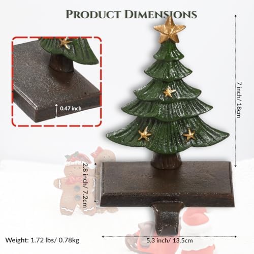 Christmas Stocking Hangers for Mantle Set 2, Metal Heavy Duty